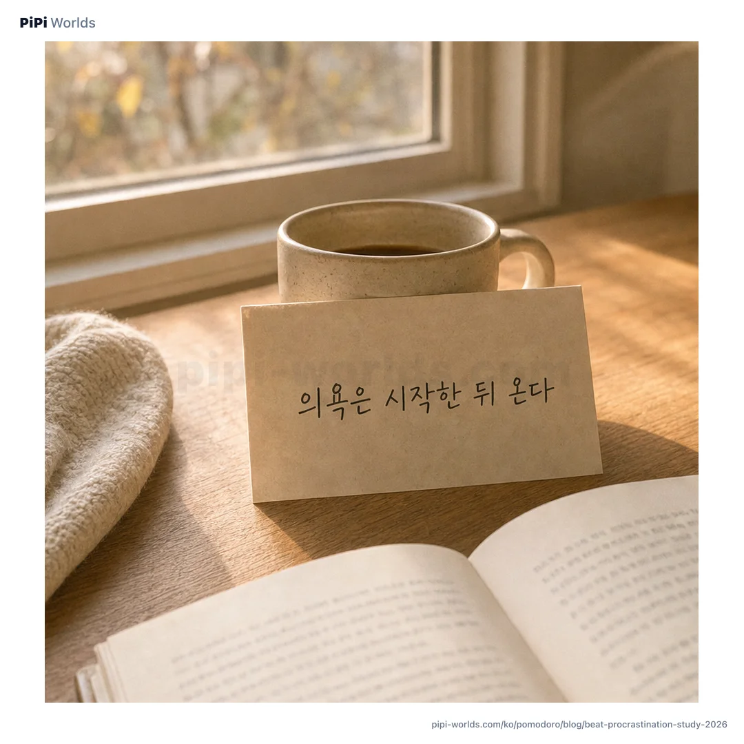 인디고빛 배경 위에 '5분만 시작'이라는 큰 글자와 원형 타이머, 작은 보물 상자 아이콘이 놓인 공부 미루기 극복 표지 이미지.