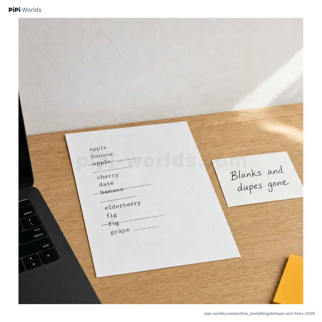 A developer-style cover on a pink background with the large words 'Clean Lines' beside cards for remove blanks, dedupe, sort, and line count.