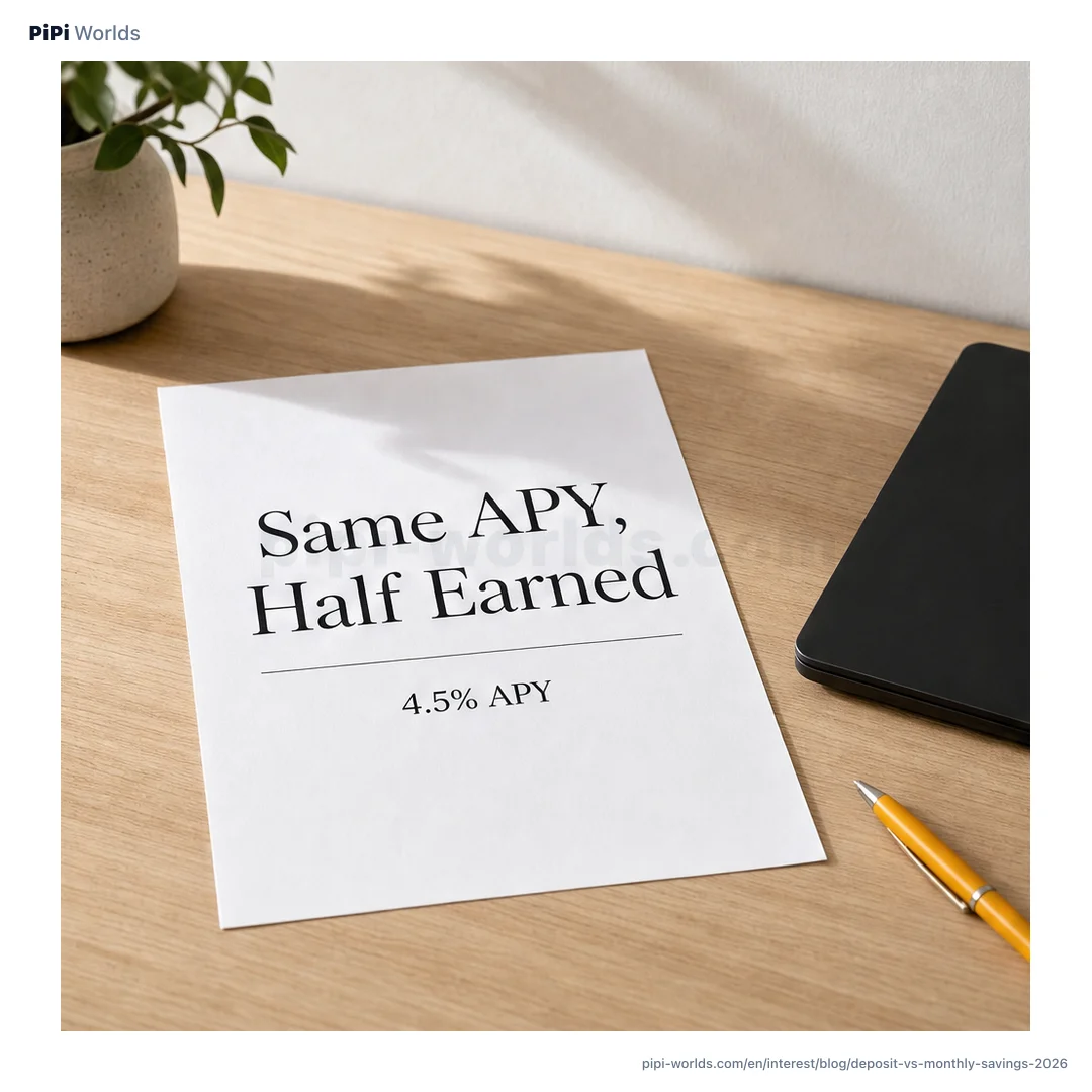 Mint and indigo gradient backdrop with the PiPi mascot and a large 'half the interest' callout, English market card.