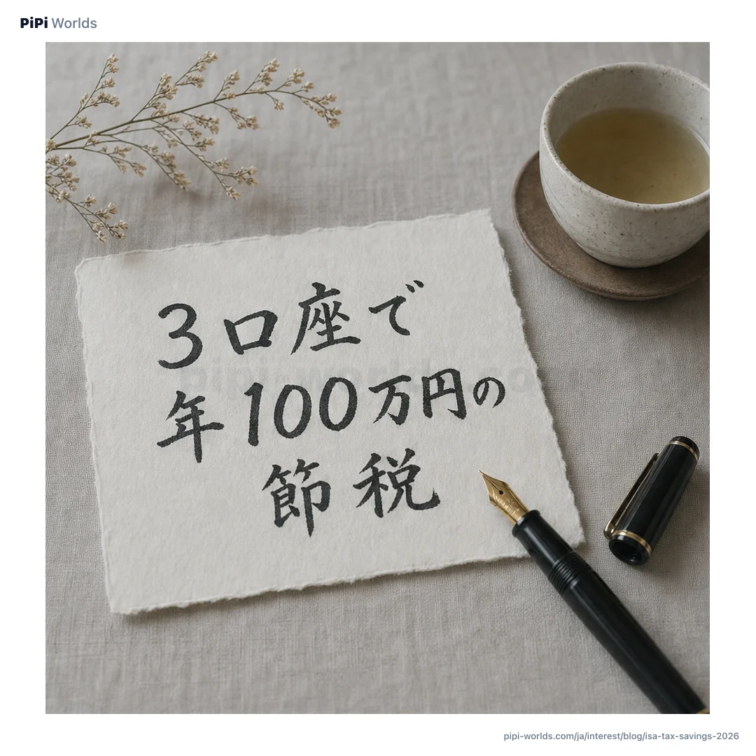 深い藍色とゴールドのグラデーション背景に PiPi マスコットと『新NISA·iDeCo』が大きく配置された日本市場向けカード。