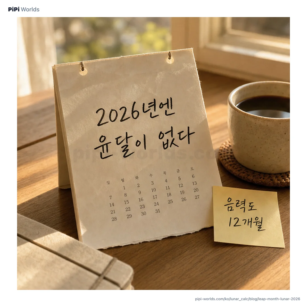 코랄·피치 그라디언트 위에 19년 주기 안의 7개 윤달 표시가 떠 있는 카드.