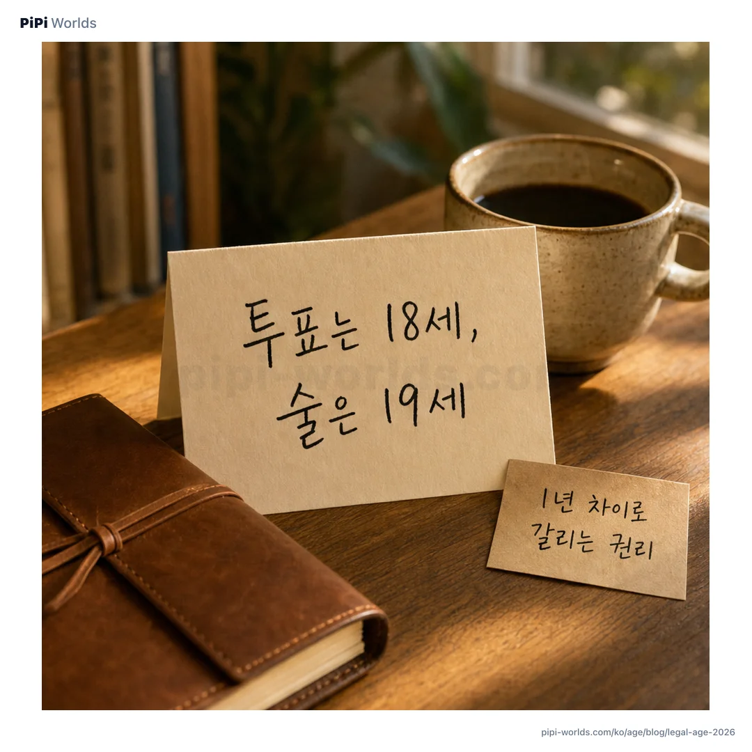 코랄·피치 그라디언트 배경 위에 PiPi 마스코트와 '만 18·19·20세' 큰 숫자가 놓인 한국 시장용 카드.