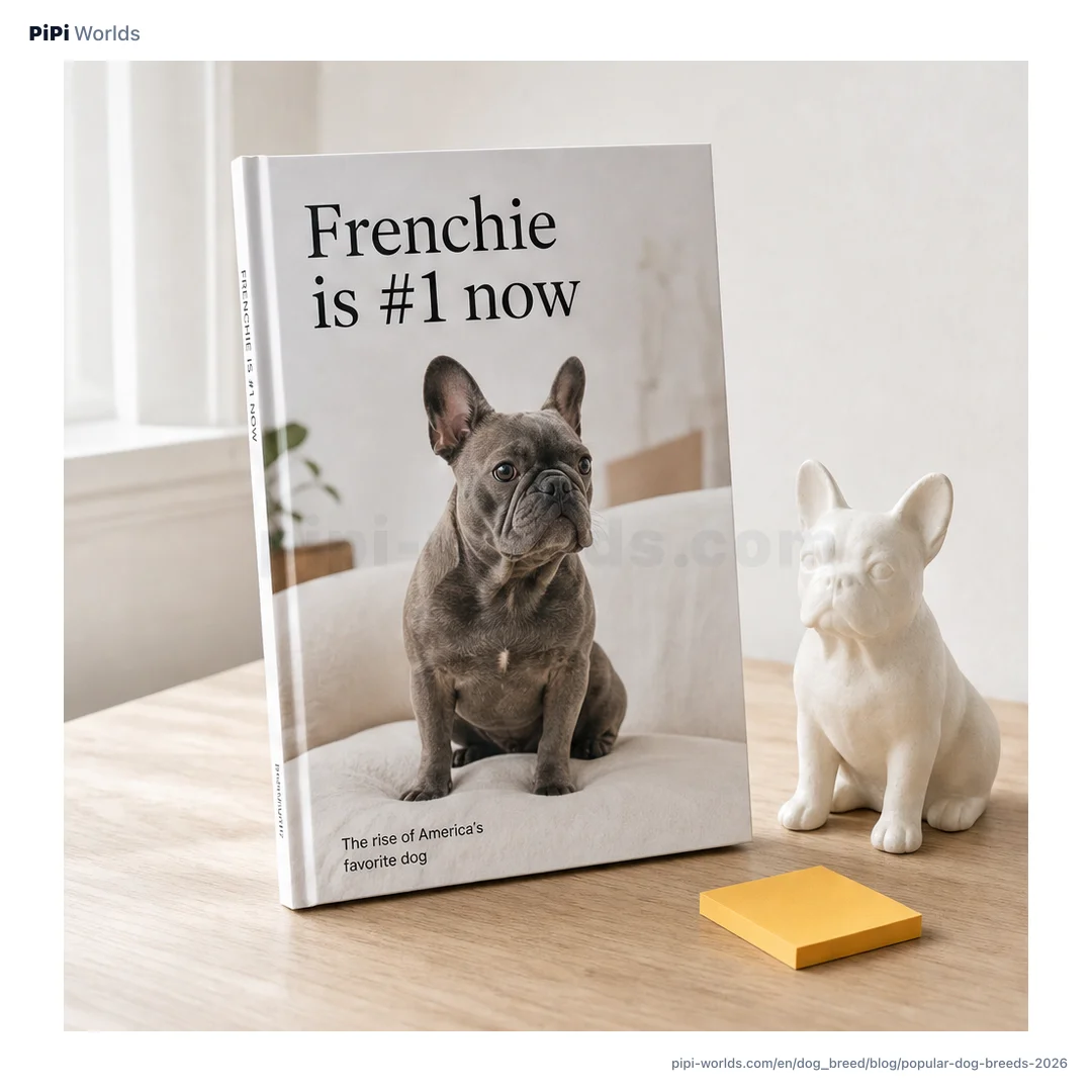 Mint and violet gradient card with PiPi mascot and 'Top US Dog Breeds 2026' headline for the American adoption market